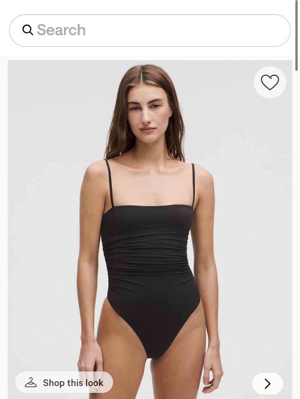 lululemon athletica Black Ruched Square-Neck Bodysuit